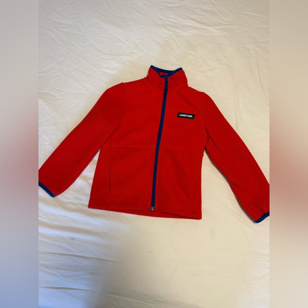 Lands' End Kids Red Jacket with Blue Trim